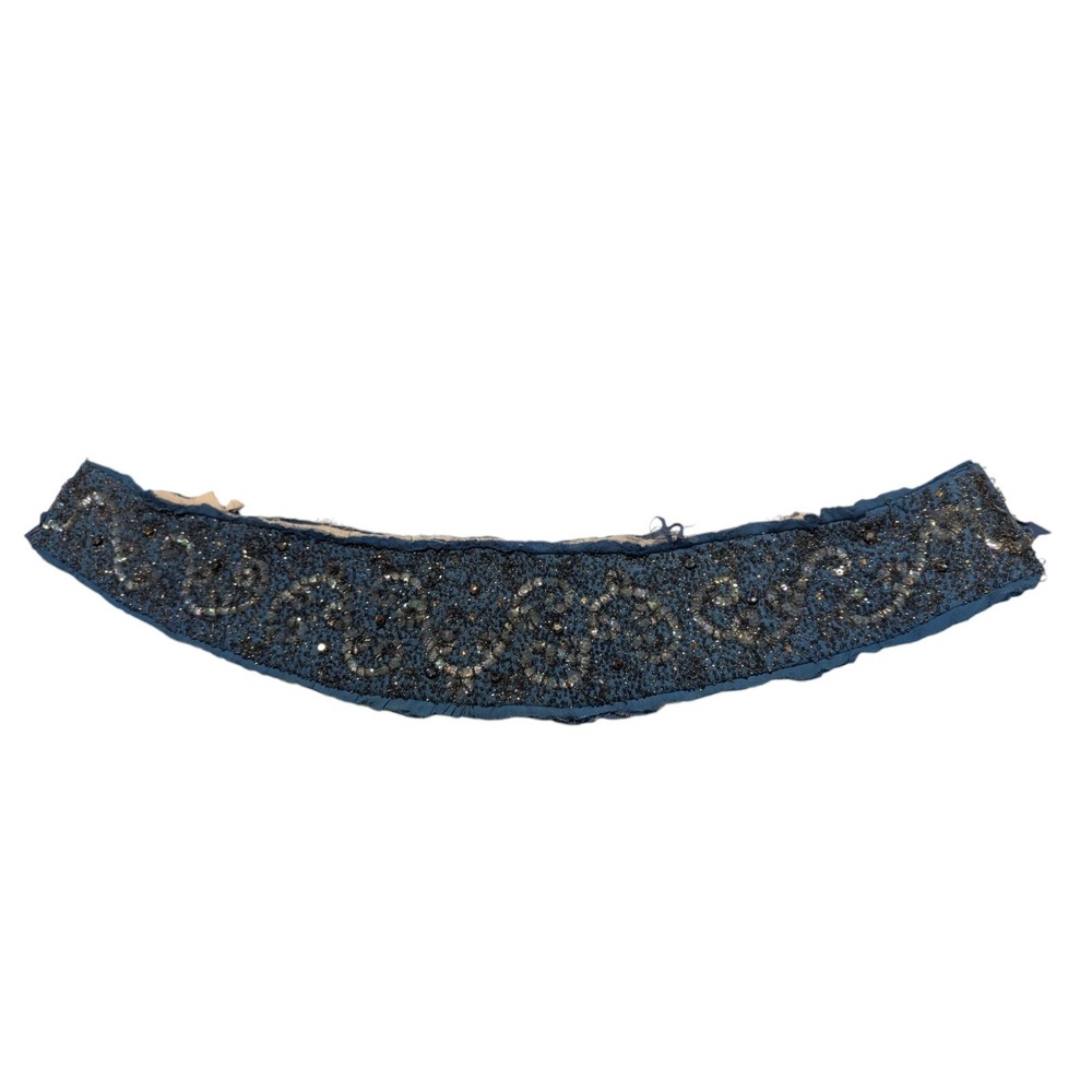 Vintage 50s Blue Beaded Sequin‎ "Cummerbund" Dress Waistband 25" Waist